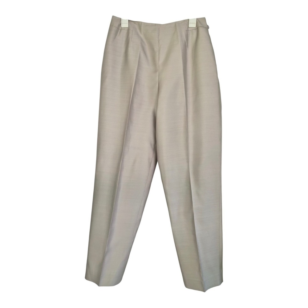 Vintage Y2K Talbots Pure Silk Pants Size 12 Beige Taupe High Rise Trousers